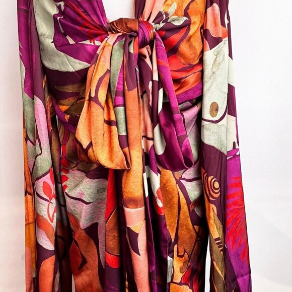ANDREA IYAMAH TAKWA COLORFUL FRONT-TIE KIMONO MIDI DRESS IN EVE PRINT - OS - Picture 5 of 13
